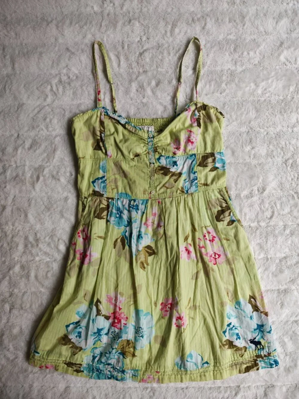 Abercrombie & Fitch Floral Babydoll Sundress Size L 100% Cotton Y2K Cottagecore - Picture 6 of 9